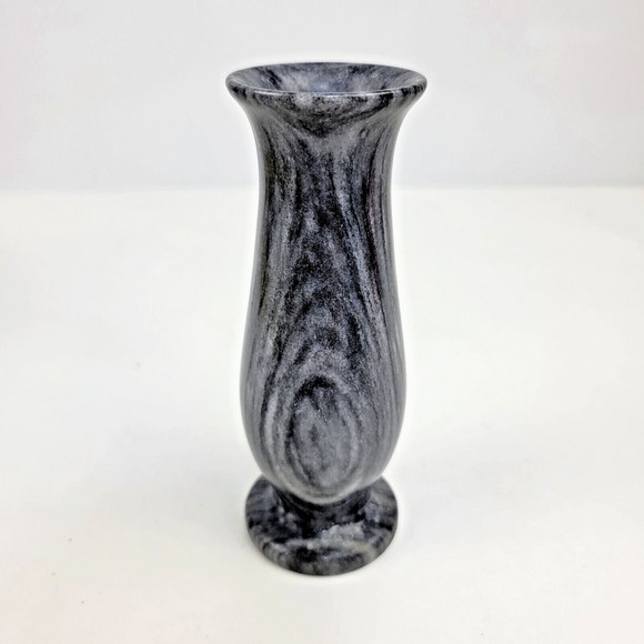 Accents Vintage Marble Alabaster Stone Bud Vase Black And Gray 5
